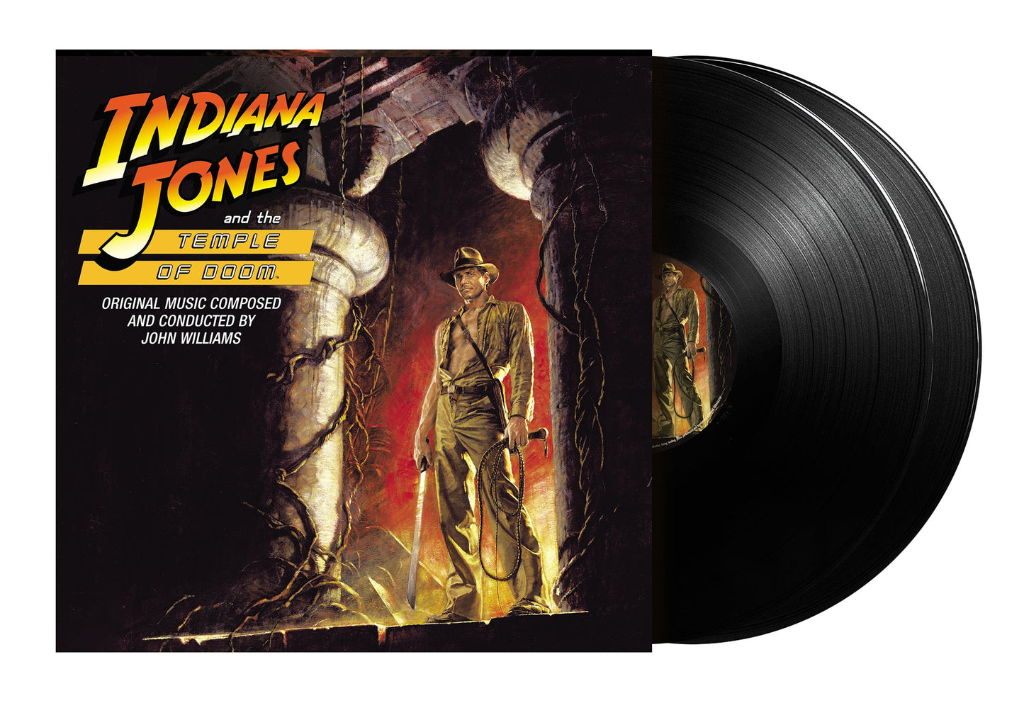 Indiana Jones and the Temple of Doom vinyl record with cover art.