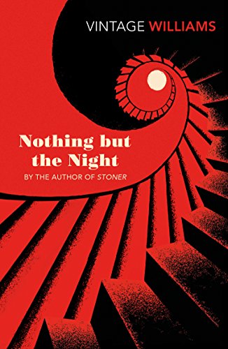 Book cover with a red and black spiral staircase design and white text.