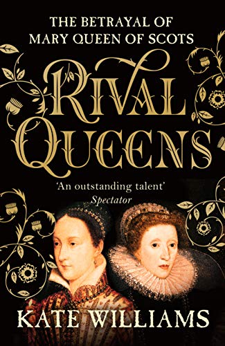 Book cover featuring portraits of two queens against a black background with gold filigree.