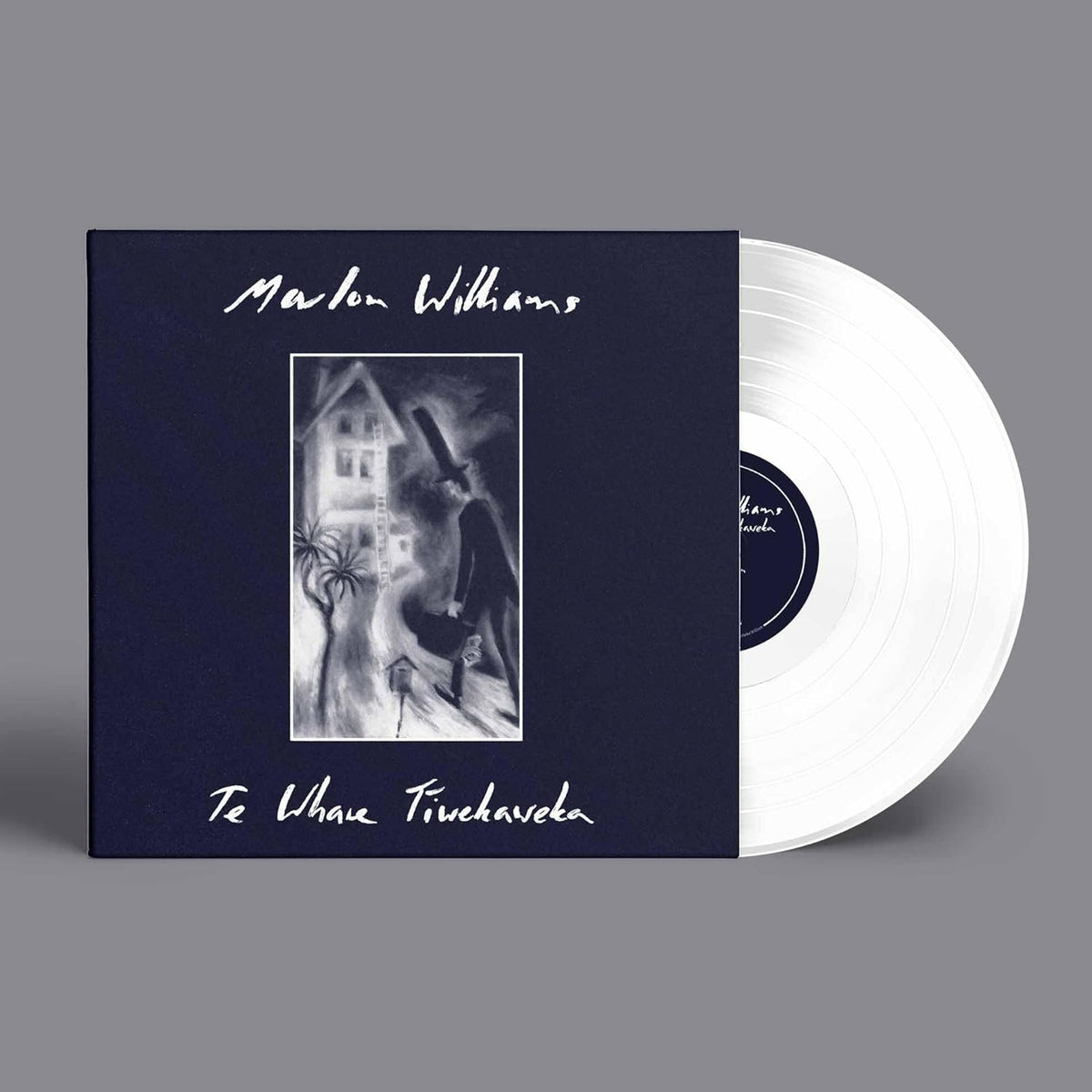 Vinyl record of Marlon Williams’ “Te Whare Tiwekaweka” with white label.