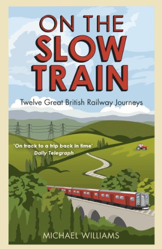 Book cover: red train travels through green British countryside.