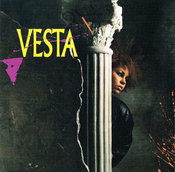 CD cover for Vesta Williams’ album “Vesta” featuring a portrait and column.