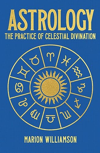 Book cover with gold zodiac symbols and sun on a blue background.