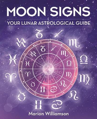 Book cover titled Moon Signs with a zodiac wheel against a purple starry background.