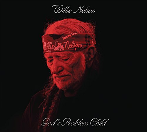 Willie Nelson album cover, red tones, portrait with bandana, "God's Problem Child".