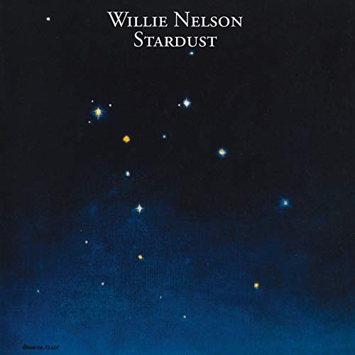 Willie Nelson’s “Stardust” album cover: dark blue sky with scattered stars.