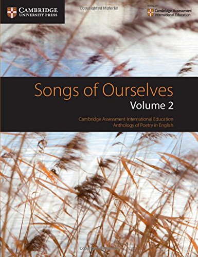 "Book cover with 'Songs of Ourselves Volume 2' title and blurred grass image."