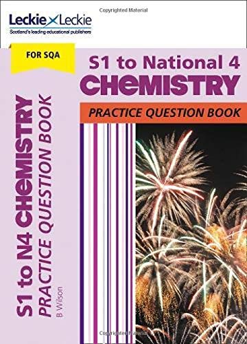 Chemistry practice question book cover with fireworks background, for S1 to National 4.