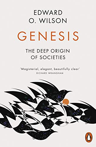 Book cover: "Genesis" by Edward O. Wilson, with bird illustration.