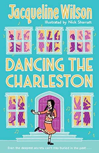 Book cover showing a girl dancing in front of a house with silhouettes inside.