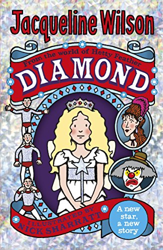 Book cover for "Diamond" featuring a girl with a crown and circus performers.