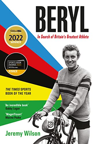 Book cover with Beryl Burton's image, likely with cycling or athletic theme background.