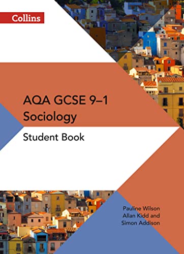 Sociology textbook cover with colorful buildings and text details.