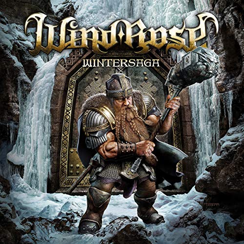 Album cover: armored dwarf with hammer before a mountain entrance.