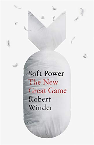 Book cover: “Soft Power” with a bomb-shaped white form and feathers.