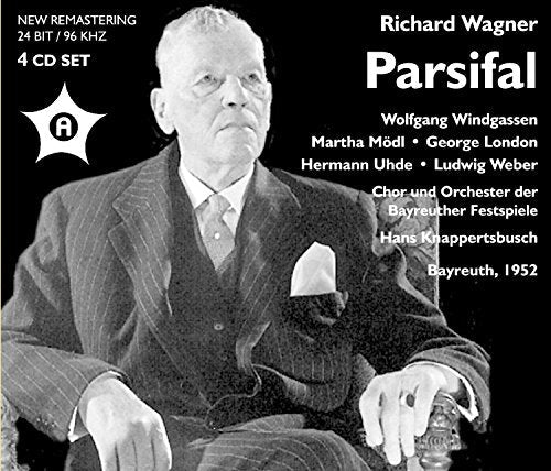 Black and white portrait of Hans Knappertsbusch, conductor, with opera details.