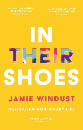 Bright yellow book cover with bold, colorful text: "In Their Shoes.