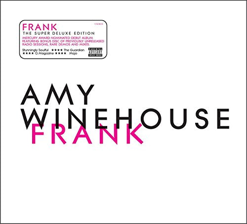 Amy Winehouse “Frank” deluxe edition CD cover, white background with pink text.