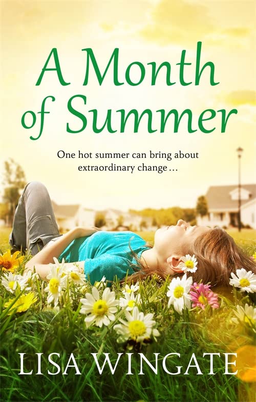 Book cover: girl lying in wildflowers under a blue summer sky.