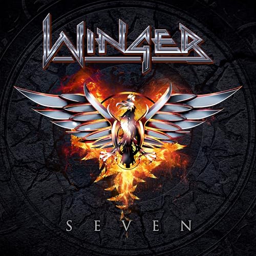 Winger “Seven” album cover: phoenix rising from flames, metallic wings.