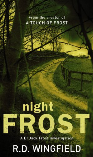 Book cover: dark, wintry landscape with large text “night FROST”.