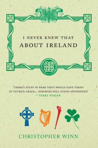 Book cover: "I Never Knew That About Ireland" with Celtic designs and symbols.