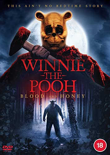DVD cover for horror film "Winnie the Pooh: Blood and Honey" featuring a menacing bear.