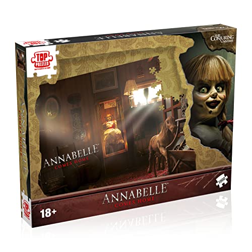Annabelle jigsaw puzzle box featuring the doll and a haunted room scene.