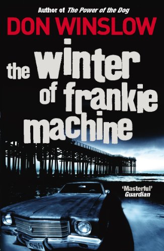 Book cover: "The Winter of Frankie Machine" with a car and pier.