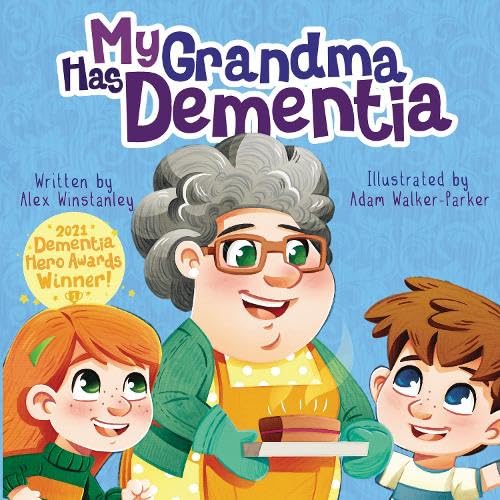 Book cover with cartoon illustration of a grandma and two children.