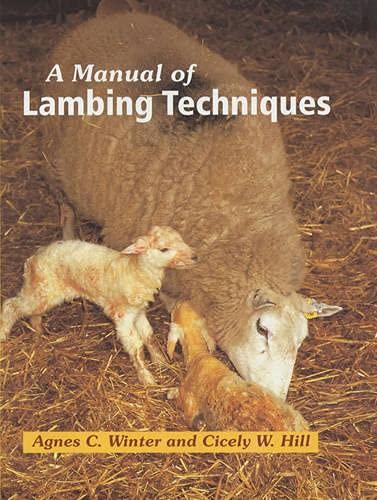 Book cover featuring a ewe with two newborn lambs on straw bedding.