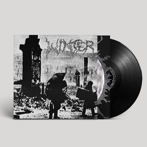 Black and white vinyl record with a snowy graveyard album cover.