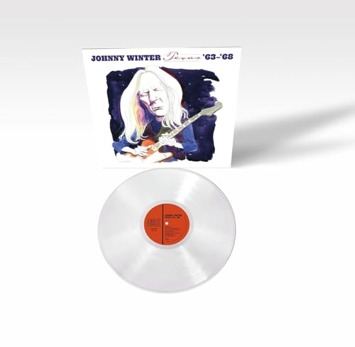 Johnny Winter album cover and white vinyl record with orange label.