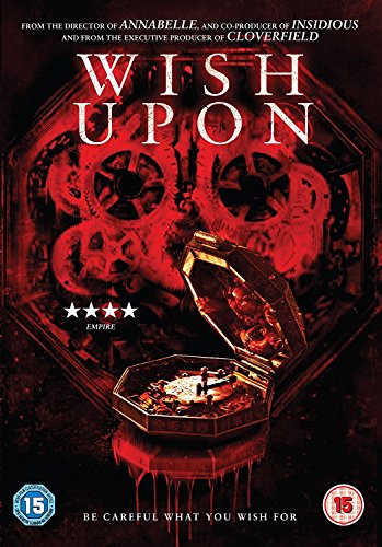 DVD cover for Wish Upon featuring an ornate, open music box against a red background.