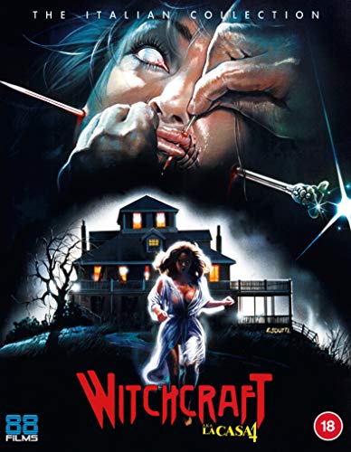 Blu-ray cover for "Witchcraft" featuring a woman, house, and needles.