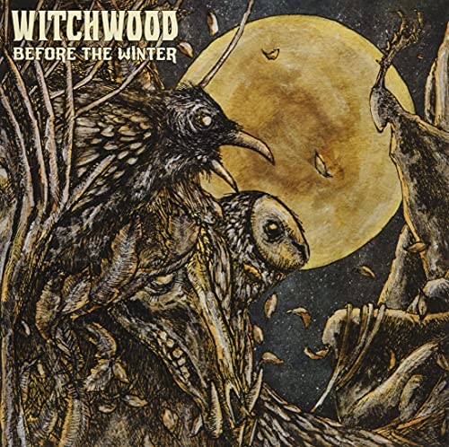 Album cover with illustrated ravens, owl, and a large yellow moon.