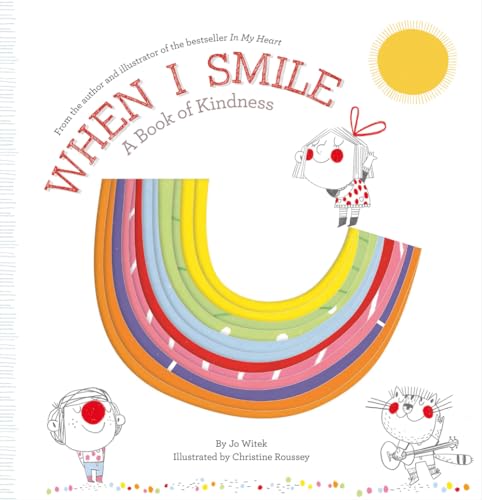 Book cover with colorful rainbow, smiling child, and handwritten-style title.