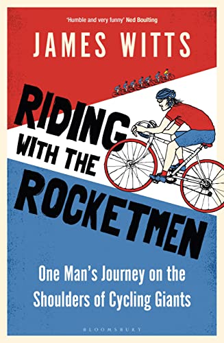 Book cover featuring an illustration of a cyclist with red and blue background sections.
