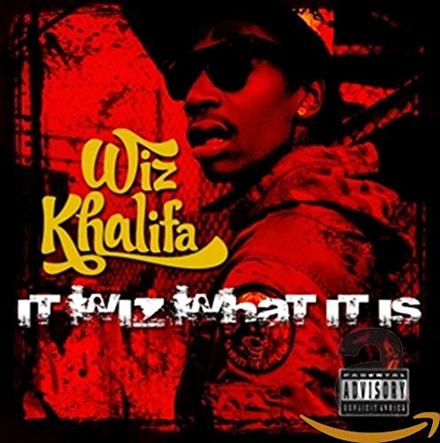 Wiz Khalifa album cover, red background, artist portrait, and text.