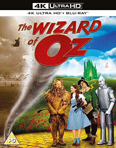 “The Wizard of Oz” Blu-ray cover featuring Dorothy, Scarecrow, Tin Man, and Lion.
