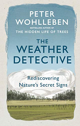 Book cover titled The Weather Detective featuring a landscape with clouds and trees.