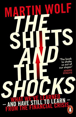 Book cover: "The Shifts and the Shocks" by Martin Wolf, red and cream.
