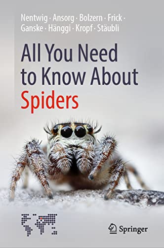 Book cover: "All You Need to Know About Spiders" with a jumping spider.