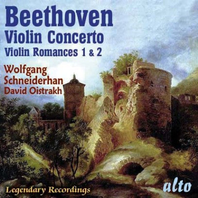 CD cover: Beethoven violin concerto with castle landscape painting.