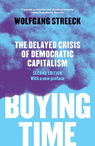 Book cover: “Buying Time” by Wolfgang Streeck, with purple and white text.