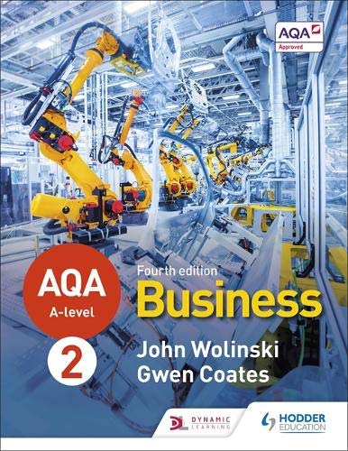 A-level Business textbook cover with robotic arms in a factory setting.