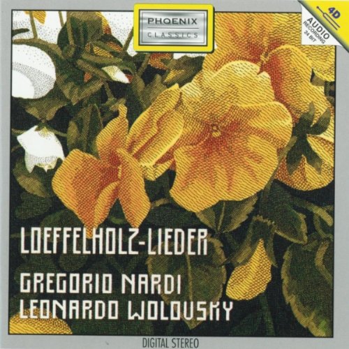 CD cover with painted yellow flowers and text: "Loeffelholz-Lieder" and artist names.