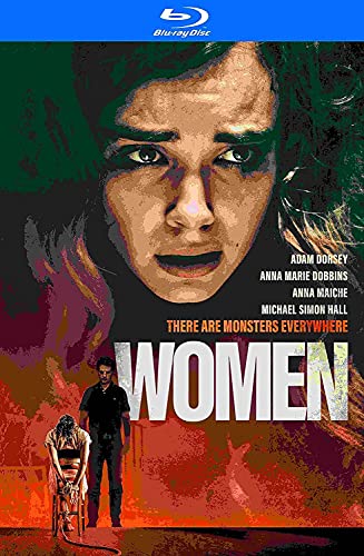 Blu-ray cover for "Women" featuring a woman's face and two figures in fire.