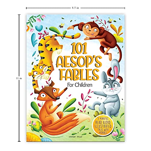 Book cover for 101 Aesop's Fables for Children featuring illustrated animals on a light background.
