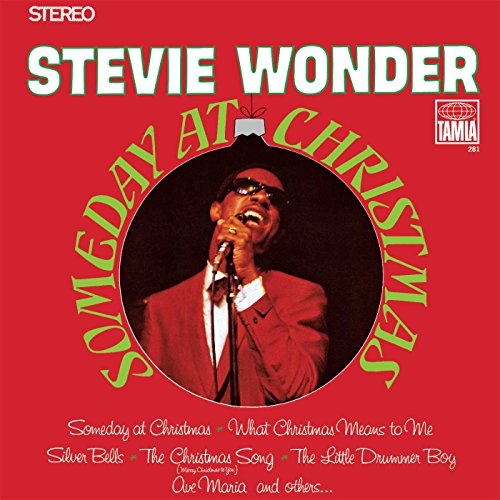 Stevie Wonder’s “Someday At Christmas” vinyl album cover, red background.
